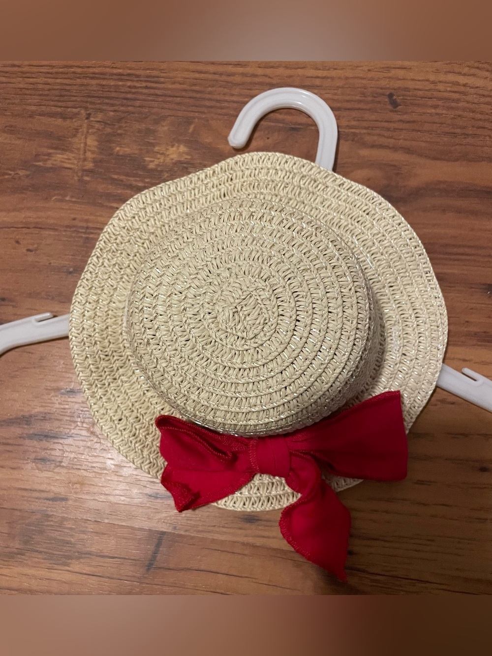 New Pet Straw Sun Hat with Red Bow